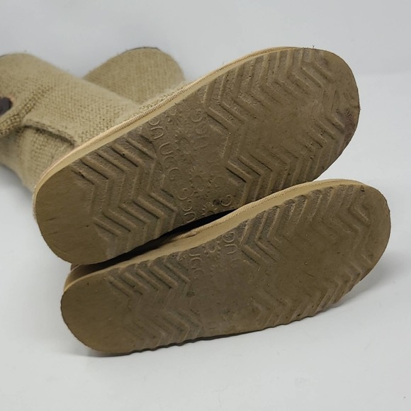 UGG Classic Cardy Button Detail Knit Boots Beige Size 7 - Picture 7 of 9